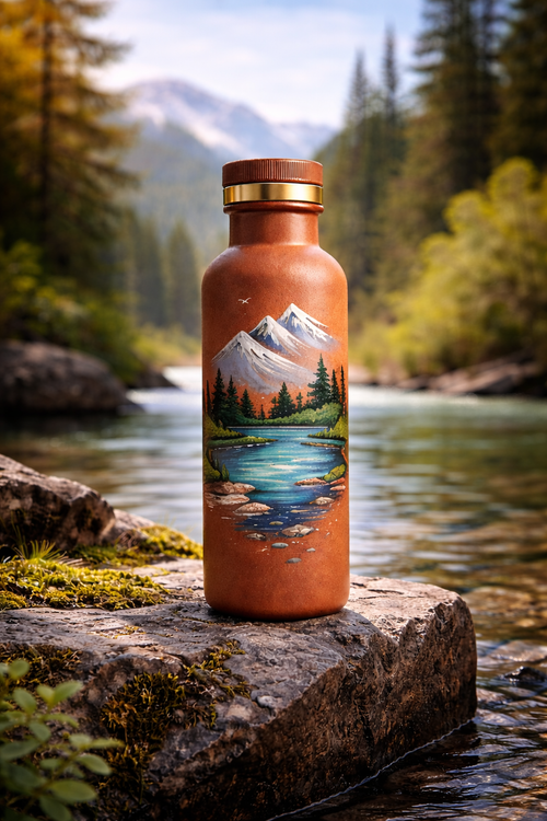 Himalayan Clay Natural Cooling Water Bottle Mountain Edition