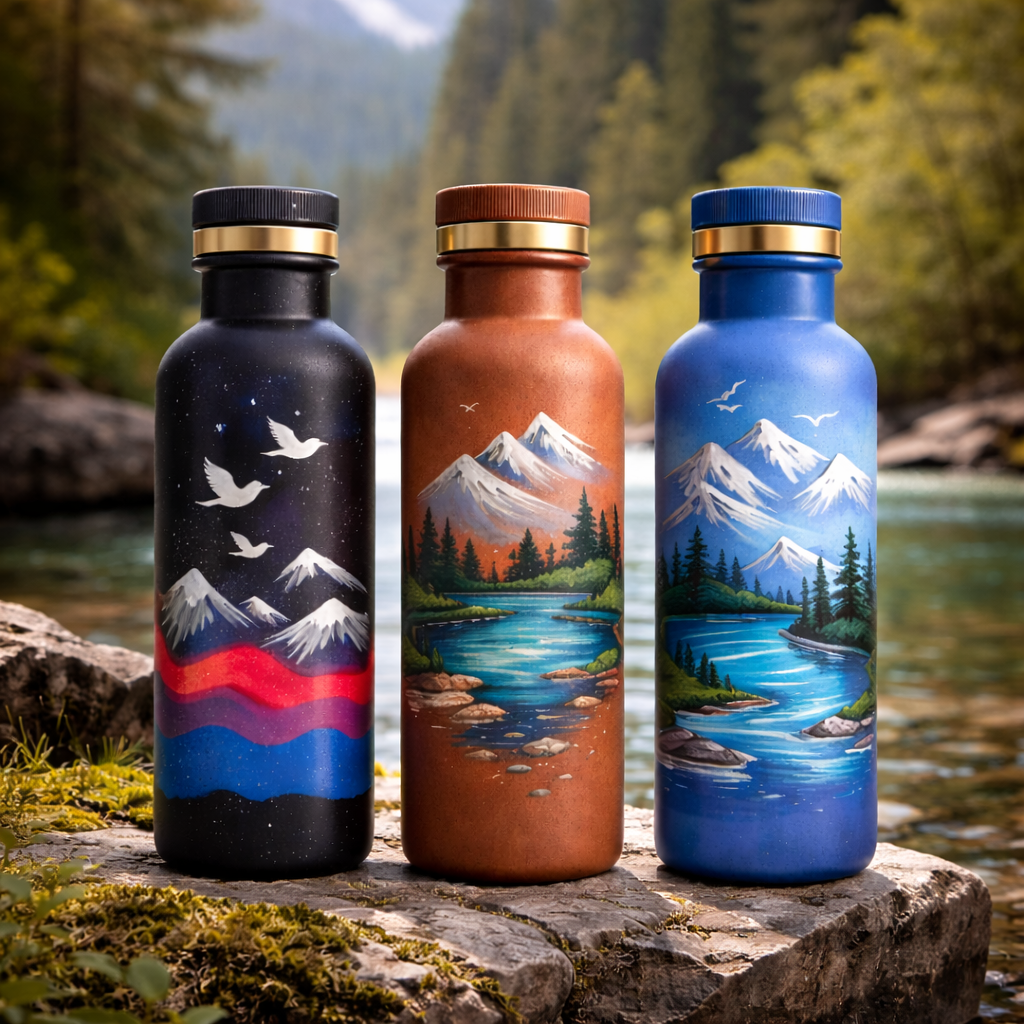 Himalayan Clay Natural Cooling Water Bottle Mountain Edition