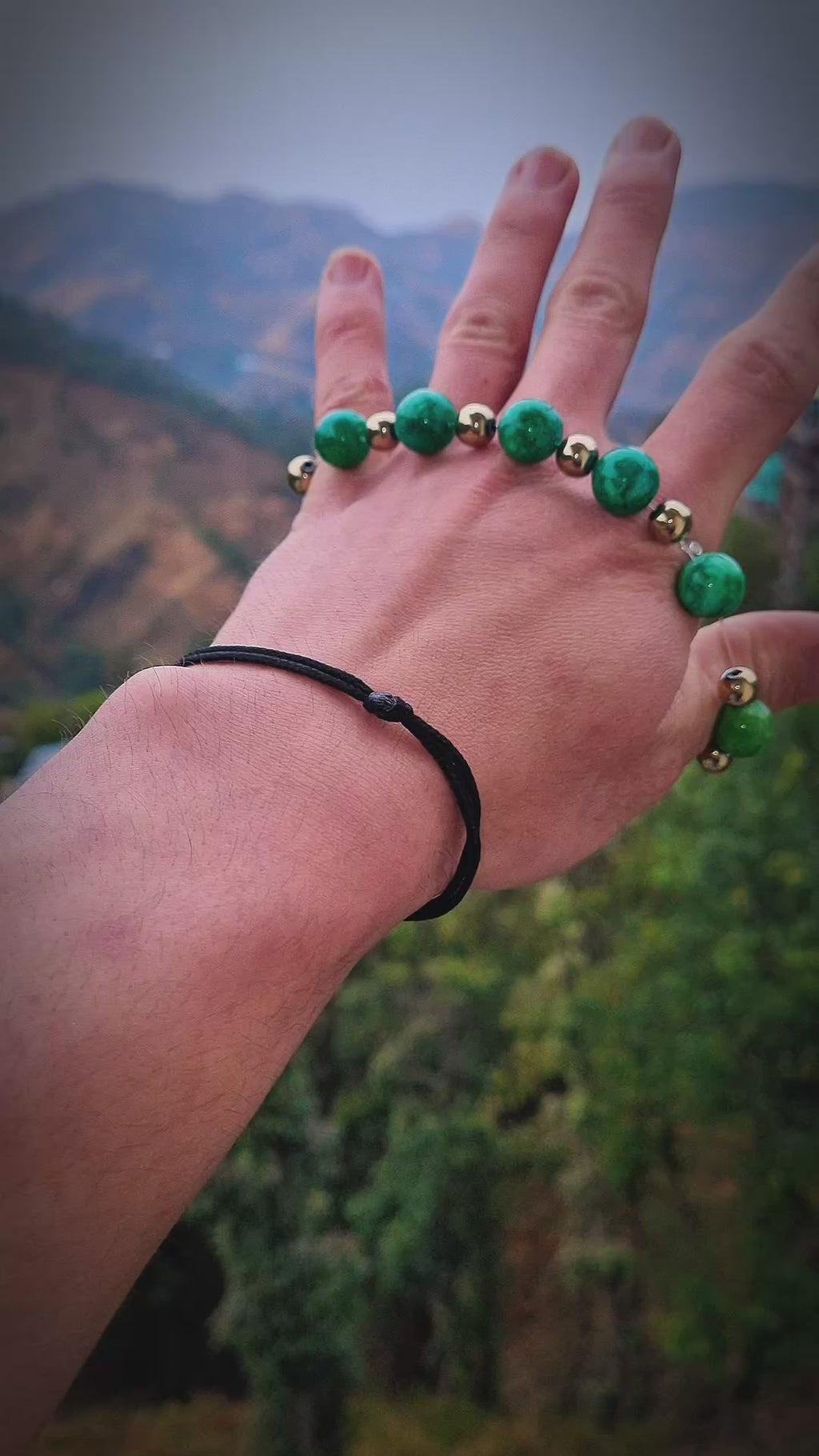 Green Jade & Pyrite Energy Bracelet – Premium Stone | Attract Wealth, Focus & Positive Vibes
